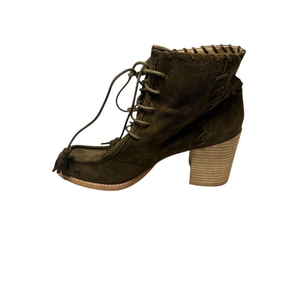 Peasant Stuart Whitman Womens Lace-Up Suede Ankle Boots With Block Heel - Picture 5 of 9